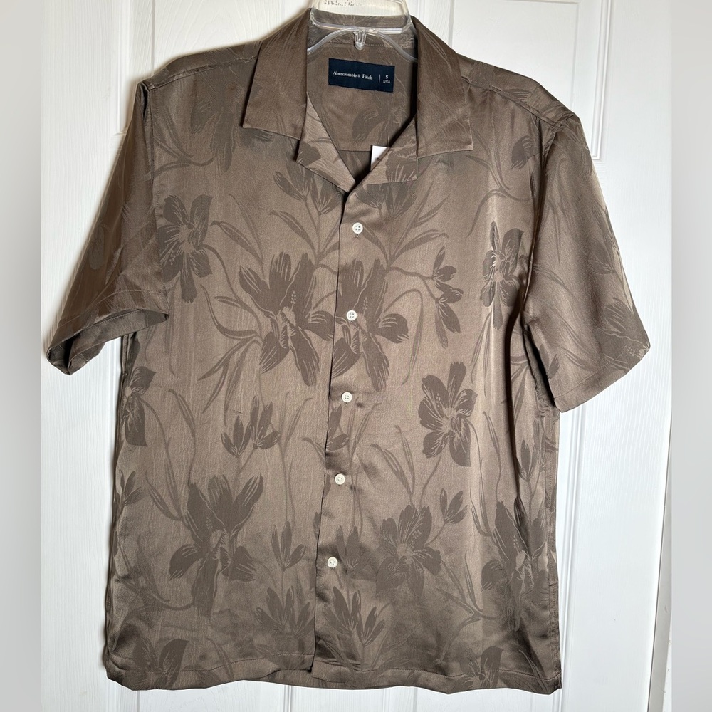 Abercrombie & Fitch Brown Floral Men's Shirt Size Small NEW WITH TAGS